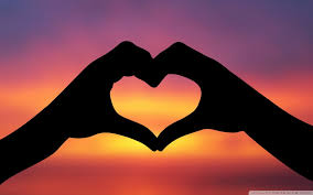 3 heart hand sunset 